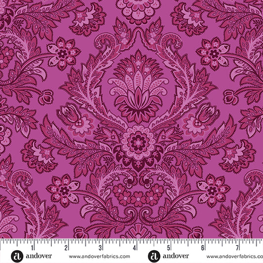 Moonlight Roses - Mirrored Medallion Pink - Andover Fabrics