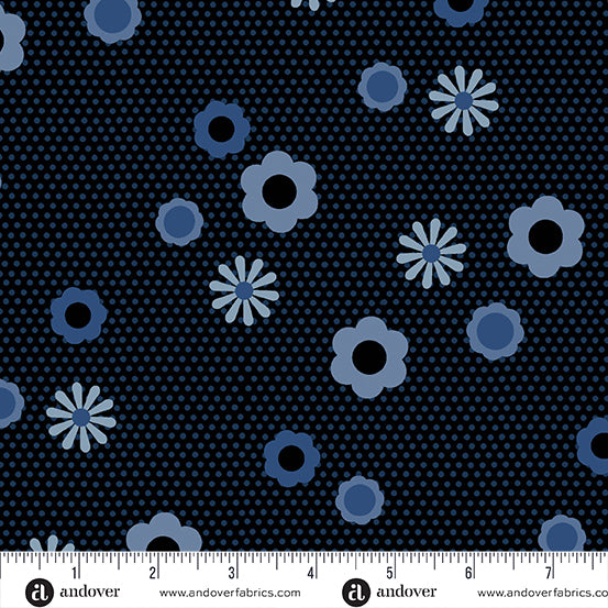 Birdie - Pin Dot Posy Indigo - Libs Elliott