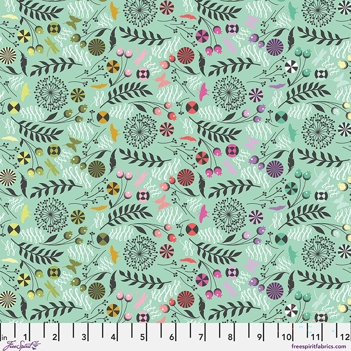 Prince Charming Déjà Vu - Dandelion - Sweet Mint - Tula Pink