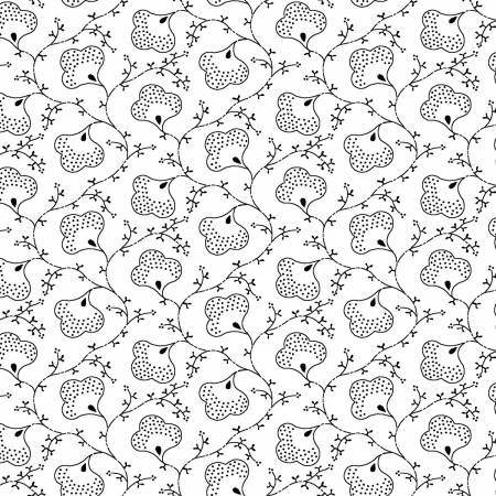 Ramblings 12 scroll Flowers : P & B White on White