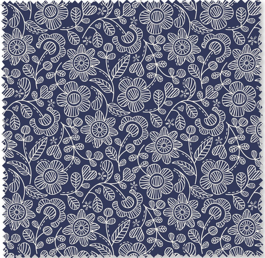 Sewn With Love - Embroidered Garden | Navy