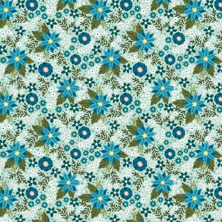 Snow Fall Aqua Frost Flowers Christmas