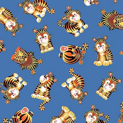 Born to Be Wild Tossed Tigers Royal Fabric | Henry Glass