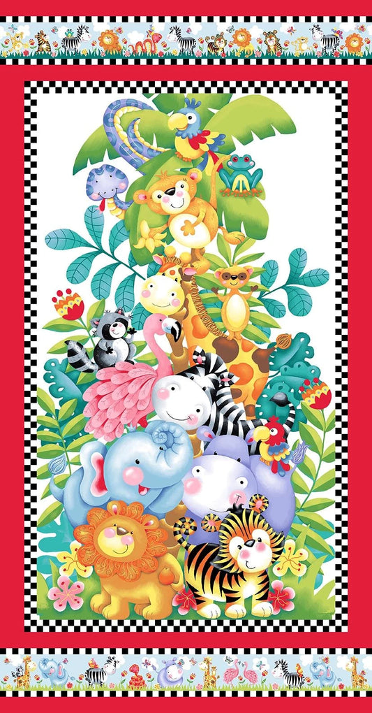 Born to Be Wild 24 Inch Jungle Panel Multi Quilt Panel | Henry Glass