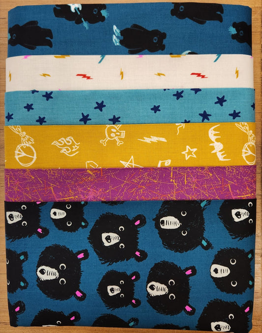 Teddy and the Brothers Blue Half Yard Bundle (6)