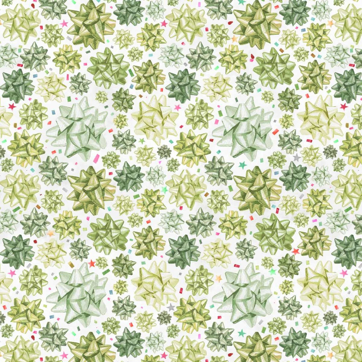 Christmas in Color Stick on Bows Lime Fabric | Henry Glass