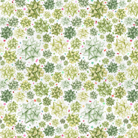 Christmas in Color Stick on Bows Lime Fabric | Henry Glass