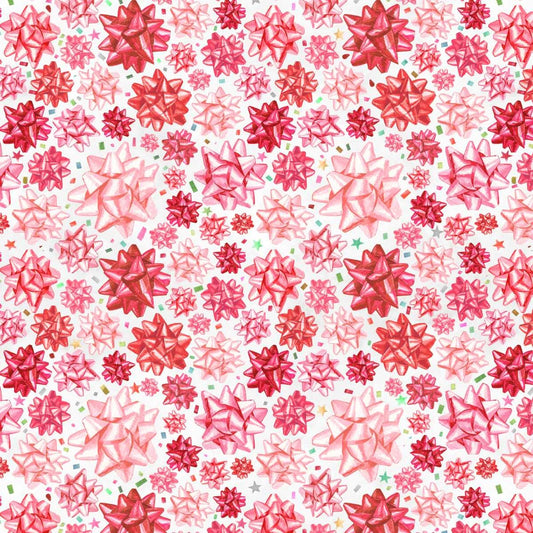 Christmas in Color Stick on Bows Valentine Fabric | Henry Glass