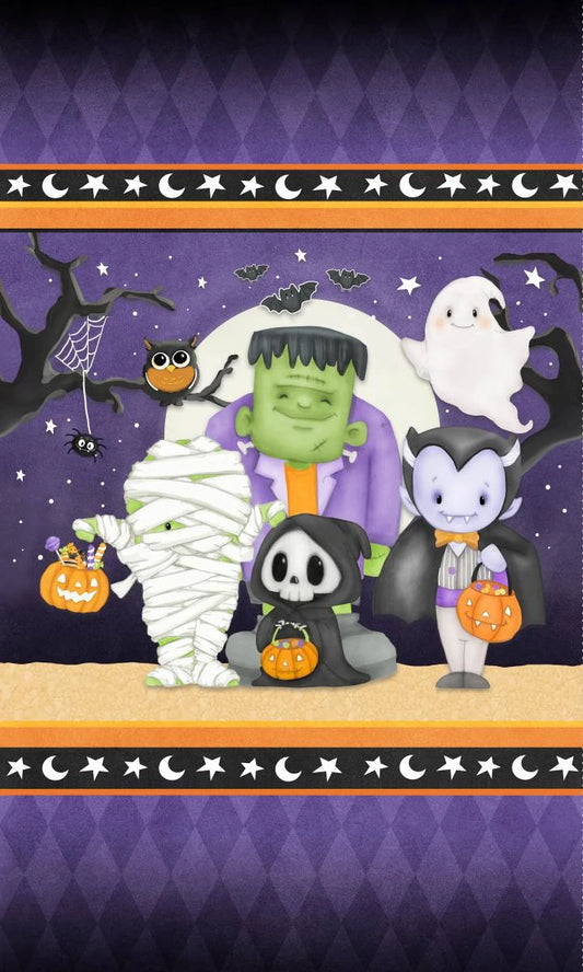 Moonlight Mischief 24 Inch Monster Panel Glow Multi Quilt Panel | Henry Glass