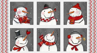 Snow Folks Snowman Blocks 24 Inch Multi Quilt Panel | Henry Glass