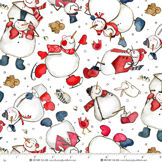 Snow Folks Tossed Snowmen Multi Fabric | Henry Glass