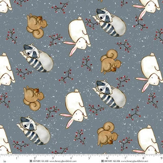 Snow Folks Critters Gray/Blue Fabric | Henry Glass