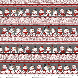 Snow Folks Snowman Stripe Multi Fabric | Henry Glass
