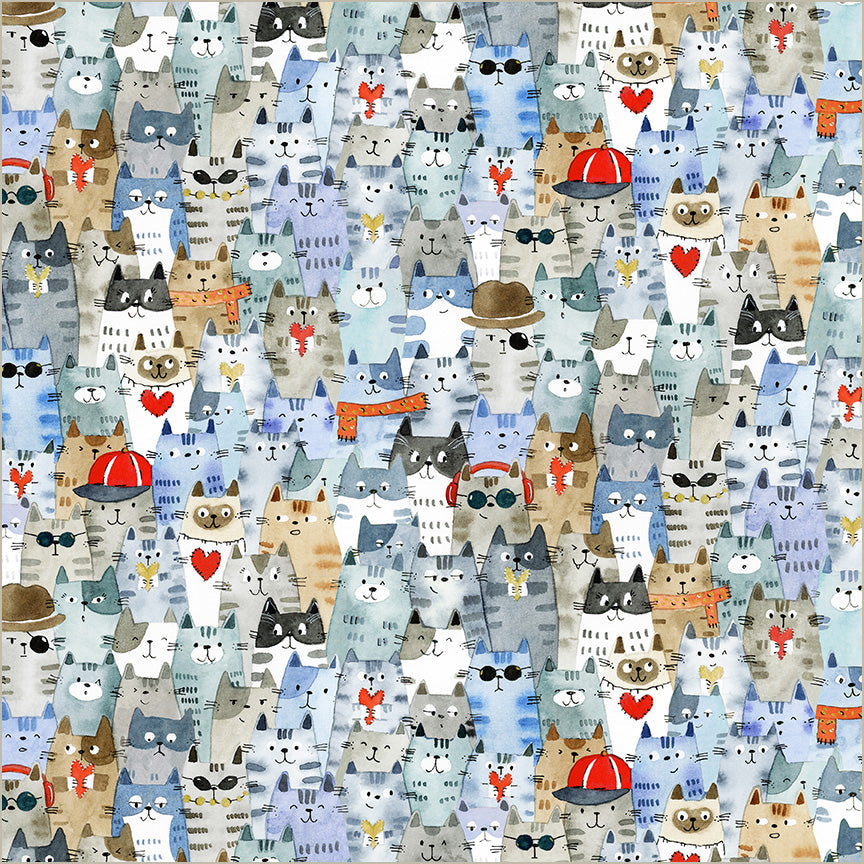 Cats Around Town Feline Friends Dusty Blue