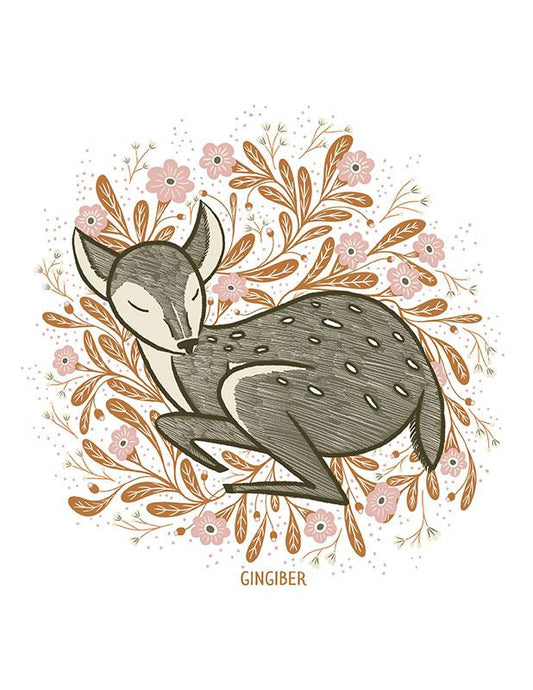 Sticker Deer in Flowers GB ST2122 Gingiber#1