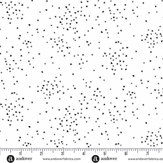 Heart Stars White - Heart Stars by Andover Fabrics