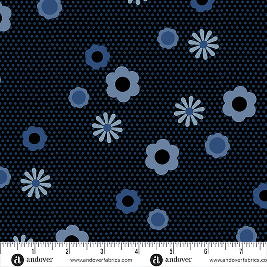 Birdie - Pin Dot Posy Indigo - Libs Elliott