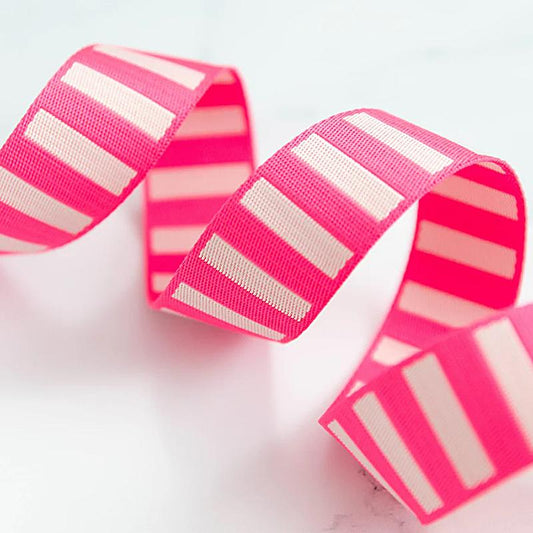 Bold Stripe Web Neon Pnk/Off Wh SSCWEB 09 Stitch Supply#25