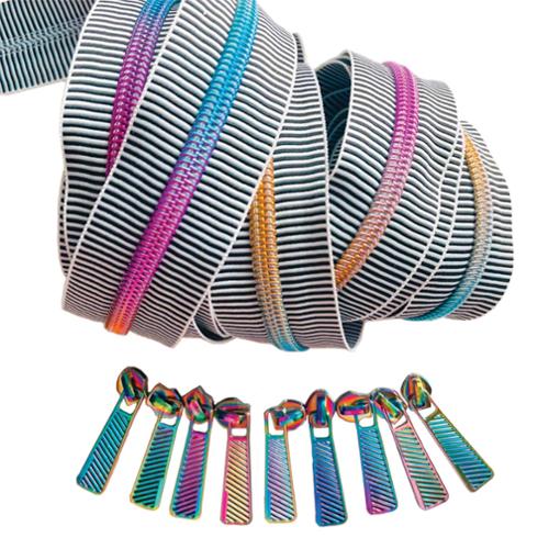 Black & White Stripes, Rainbow Zipper Pack