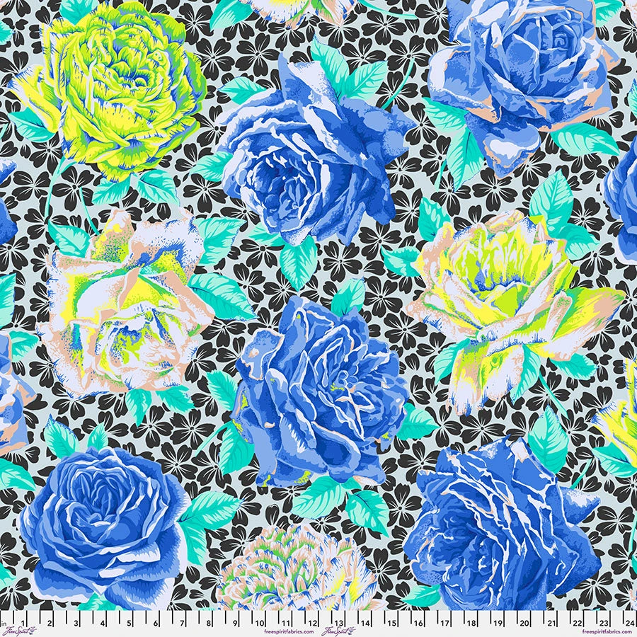 Rose Bloom - Blue - Kaffe Fassett Collective