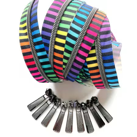 Color Stripes Gunmetal Zipper Pack