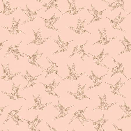 Serenity Blooms - Peach Hummingbird Dance