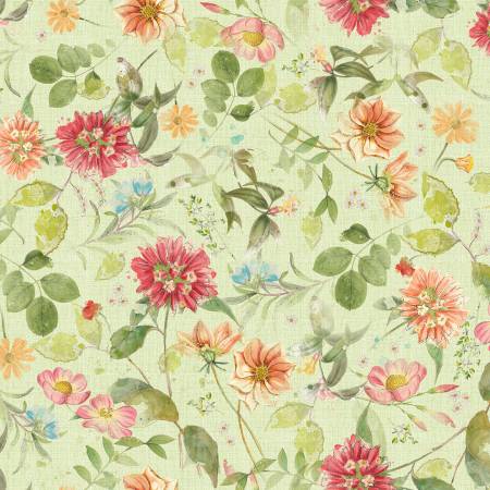 Hummingbird Days Digital Mixed Floral Light Olive